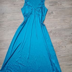ocean blue full length nightgown with embroidery